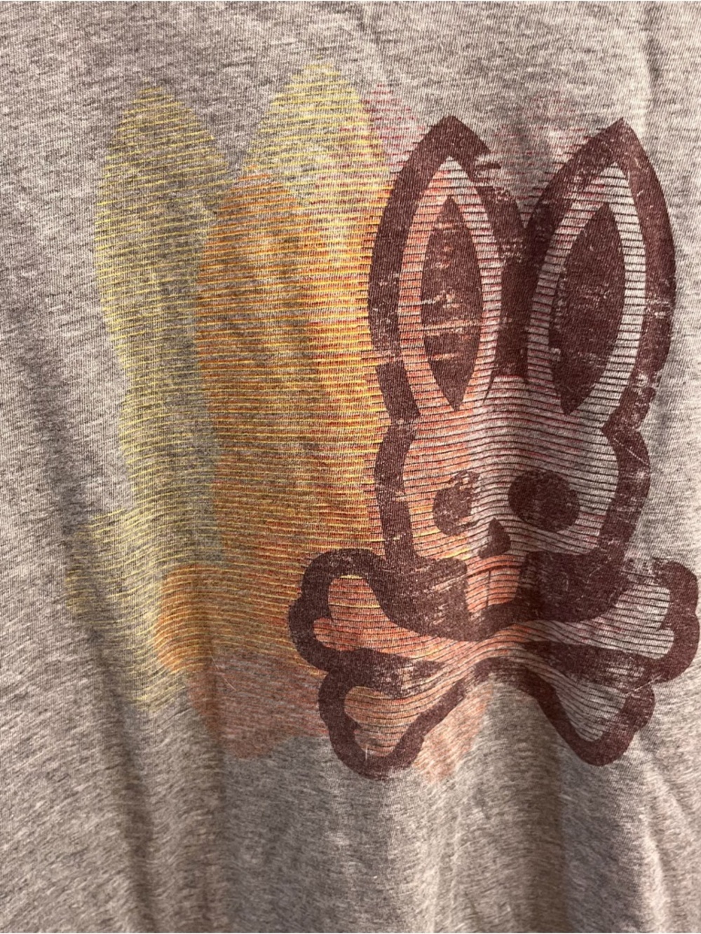 Psycho Bunny Graphic T-Shirt - Gray w/ Burgundy Trim - Bunny & Crossbones - Picture 2 of 4